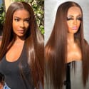 Carina Customized 180% Chocolate Brown Color 13x4 Lace Front Human Hair Wigs 