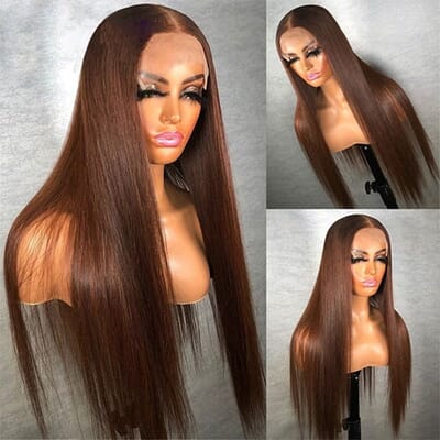Carina Customized 150% Chocolate Brown Color 13x4 Lace Front Human Hair Wigs 