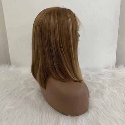 Super Deal | Carina Lace Front Wigs Highlight Brown Straight Bob Honey Blonde Lace Closure Human Hair Wigs 180%