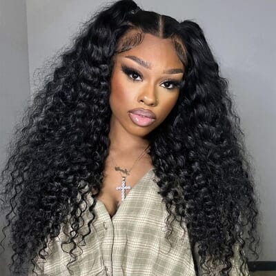 Carina New Year Popular Luxury Water Wave 13x4 Lace Wigs 180% Density Clean Hairline For Black Women