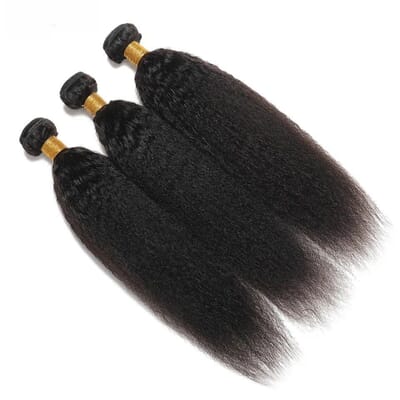 Carina 10A Kinky Straight Hair Weave 3 Bundles Real Human Hair Extensions