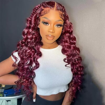 Carina Wear & Go 99J Loose Deep Wave 5x5 Lace Closure Breathable Air Cap Wig with Baby Hair 150% 