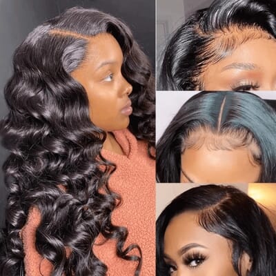  Carina Clean Hairline Loose Wave Human Hair Wigs Gluesless 180% Lace Front Wigs 