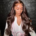 Carina Chocolate Brown Wavy Lace Front Wig 180% 13x4 Transparent Lace Frontal Wig Clean Hairline