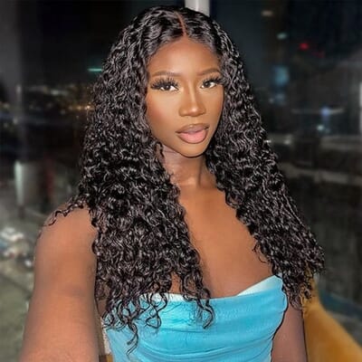 Carina 4x4 HD Closure Lace Wig Gorgeous Deep Wave Hair Middle Part Clean Hairline 