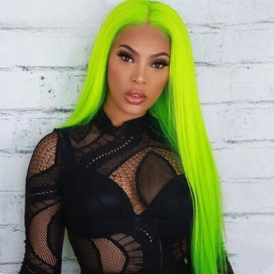 Carina 150% Lime Green 13x4 Lace Front Wigs Silky Straight Human Hair