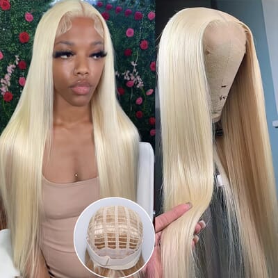 Carina 613 Blonde Straight 13X4 Glueless Breathable Air Cap Lace Front Wigs 180% Brazilian Human Hair Pre-Cut Wig