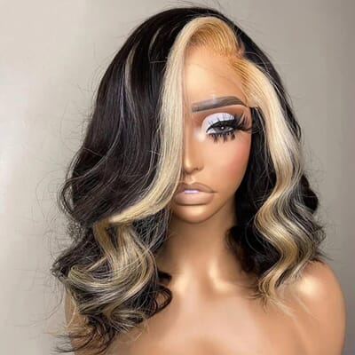 Carina Wear & Go Highlight Blonde Short Black Bob 5x5 Closure Wig 180%  Density 10-14 Inch 