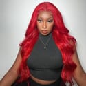 Carina Popular Red Color 13x4 Lace Front Wigs Body Wave 180% Density For Lucky Girl
