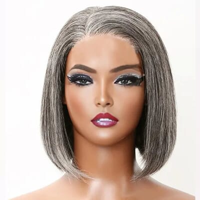 Carina Salt and Pepper Short Bob Real Human Hair Glueless 5X5 HD Lace Closure Wigs For Women