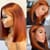 Carina Orange Ginger Color 13x4 Lace Front Human Hair Wigs Short Bob Wig For Women 180% Density
