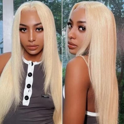Carina 613 Blonde Layered Haircut  Straight 13X4 Fake Scalp Lace Front Wigs 180% Brazilian Human Hair 