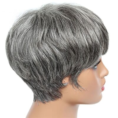 Carina Salt and Pepper Grey Human Hair Pixie Cut Wig 5x5 Lace Closure Wig-8inch