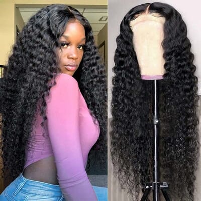 Carina Glueless 4x4 HD Lace Wigs Brazilian Curly Human Hair Lace Closure Wigs 180% Density Clean Hairline