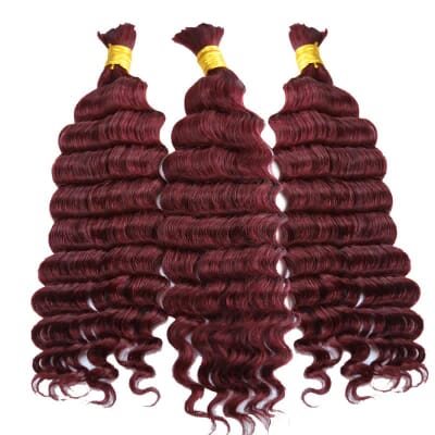 Carina Deep Wave 100g/Bundle 14-30 Inch 99J Color Bulk Hair Extensions for Braiding