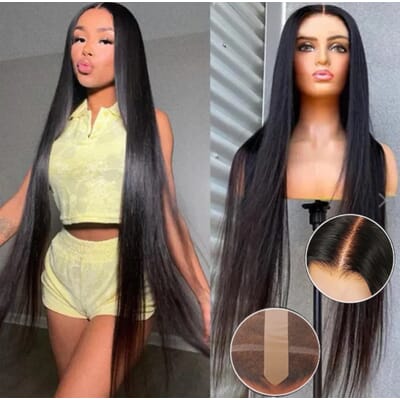Carina 26-40" True Scalp Tape 13x4 Lace Front Wigs 180% Silky Straight Clean Hairline