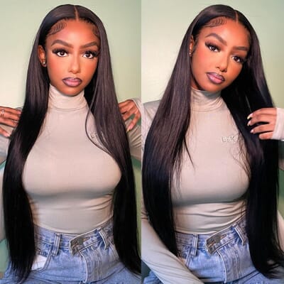 Carina 13x6 HD Lace Frontal Wigs Brazilian Straight Human Hair Wigs 180% Density Clean Hairline 