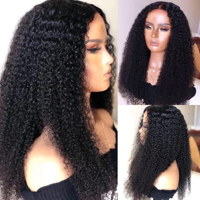 Carina Wear Go Kinky Curly 5x5 Pre Cut Lace Closure Wigs 180% Density Brazilian Human Hair With Breathable Air Cap