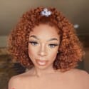 Carina Full Lace Wigs Orange Curly Bob 180% Density Human Hair 