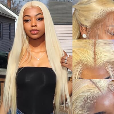 Carina 613 Blonde 180% Straight 13x4 Lace Frontal Wig Human Hair Clean Hairline