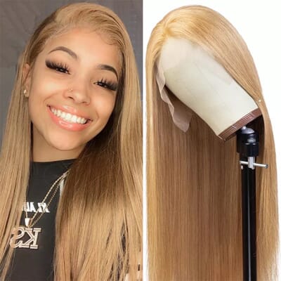 Carina Honey Blonde Straight Luxury 13x4 Transparent Lace Wigs 180% Density 