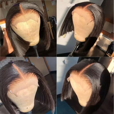 Carina True Scalp Tape Short Bob Straight Wig 4x4 Lace Closure Wigs Human Hair 180% Clean Hairline