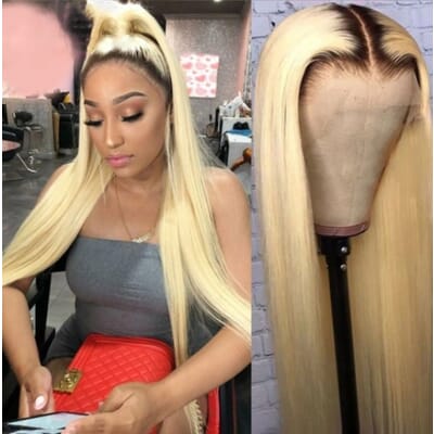 Carina 1B/613 Color Lace Front Wigs 150% Brazilian Remy Straight Human Hair 
