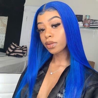 Carina 180% Blue Brazilian Silky Straight Human Hair Wigs Pre Plucked 13X4 Lace Front Wigs