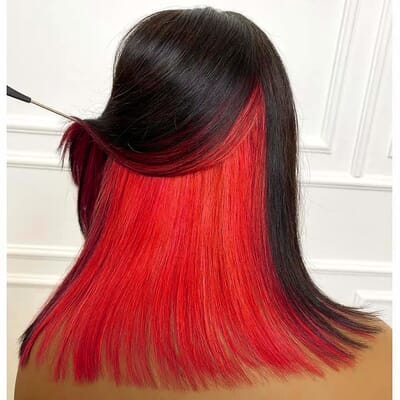  Carina 180% Highlights Red Colored Transparent 13X4 Lace Frontal Human Hair Bob Wigs