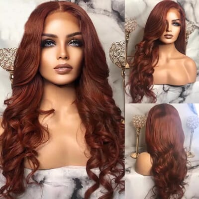 Carina Wear & Go Chocolate Brown Wavy With Cap Air Wigs Human Hair Reddish Brown Glueless 13X4 Lace Front Wigs 180%