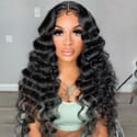  Carina Clean Hairline Loose Wave Human Hair Wigs Gluesless 180% Lace Frontal Wigs 