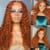 Carina Customized Orange Curly Human Hair Lace Front Wigs 180% Pre Plucked Hairline