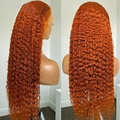 Carina Customized Orange Curly Human Hair Lace Front Wigs 180% Pre Plucked Hairline