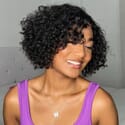  Carina Wear Go Short Cut Curly 5x5 Closure Bob Breathable Air Cap Wig For Black Girls 180% Density Clean Hairline