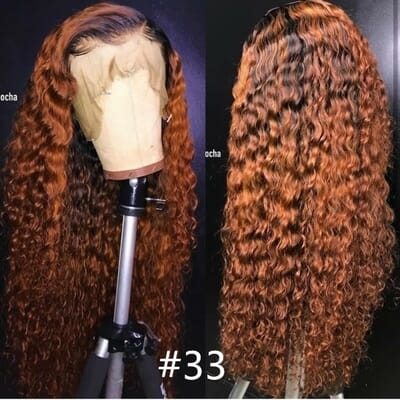 Carina Ombre Color 13x4 Lace Frontal Wig Brazilian Curly Human Hair Wigs 180%