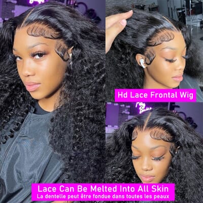 Carina Deep Curly 13x6 HD Transparent Lace Wigs 180% Human Virgin Hair HD Lace Frontal Wigs
