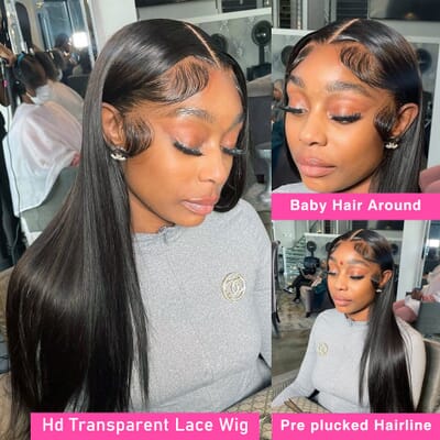 Carina Real HD Lace Front Wig Pre Plucked Straight Hair 13x4 HD Transparent Lace Frontal Human Hair Wig 180%