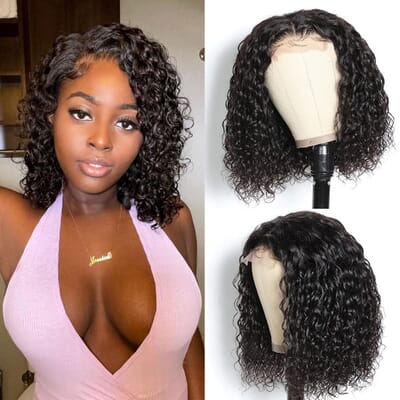 Carina Short Curly Bob Human Hair Wigs For Women 5X5 Lace Closure Wigs 180% Clean Hairline