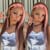 Carina Light Pink Skunk Stripe Hair Transparent Lace Highlight Straight 13X4 Lace Front Wigs 180% Virgin Human Hair